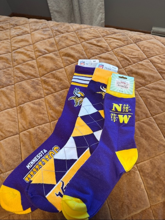 None Other - Purple & Gold Team Crew Socks - 3-Pack